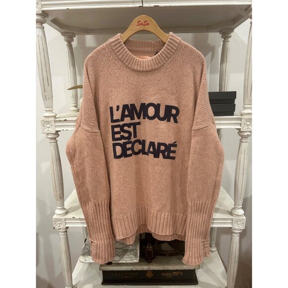 Zadig & Voltaire Malta Oversized Merino Wool Sweater In Blush Size Large - Picture 4 of 5